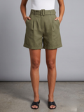Belted Linen Shorts
