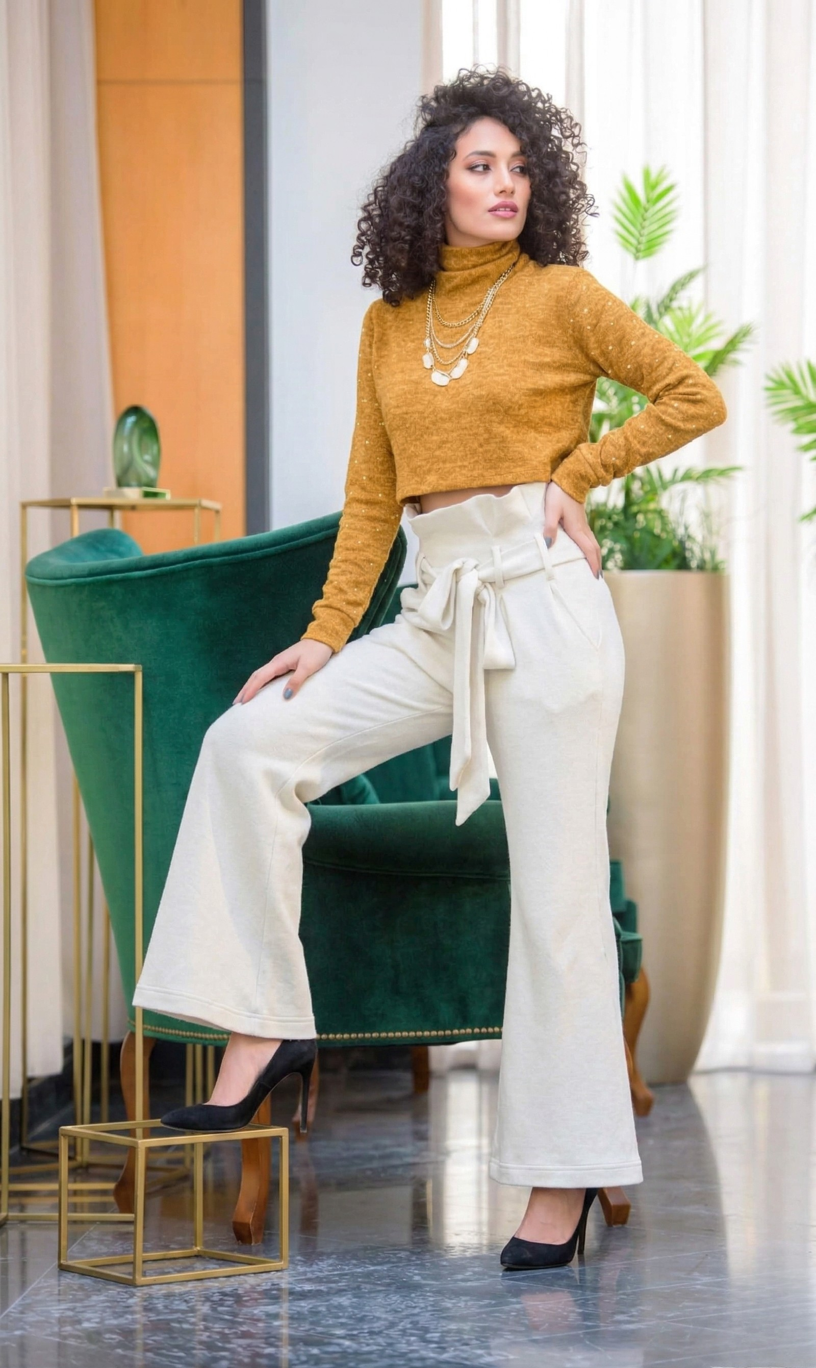 Sculpted High-Waist Knit Pants